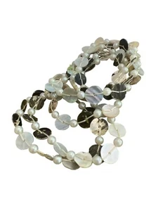 Set of 6 Stretch Bracelets Abalone Mother of Pearl Shells Faux Pearl Beads 7" - Picture 1 of 3