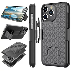 For iphone 15 14 13 12 11 Pro Max Phone Case w/Belt Clip Holster Stand Cover - Picture 1 of 9