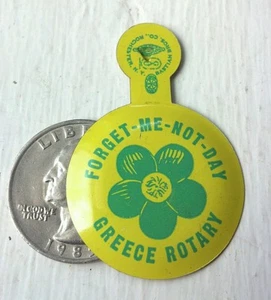 Vintage"Forget me not day" Greece Rotary Club tab back Pin - Picture 1 of 2