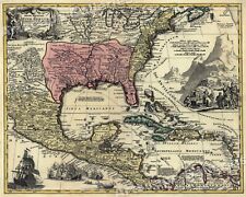 1750s Detailed Map of New Spain and the Spanish Colonies - 20x24