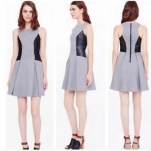 Vestido Club Monaco Gris Negro Imitación Cuero Elegante Mini Barbiecore Lujo - Imagen 1 de 9