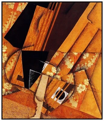 Guitar and Glass by Spanish Cubist Artist Juan Gris Counted Cross Stitch Pattern - Image 1 of 4