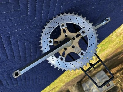 Vintage Haro Cr-Mo Cranks,”H”Spider, Drilled Sprocket Old School BMX - Image 1 of 4