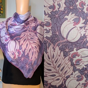 Vintage Richard Allan 60s Psychedelic Floral Thistle Silk Head Neck Scarf 29" - Picture 1 of 7