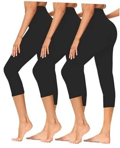 3 Pack Capri Leggings for Women - Stretch Tummy Control Yoga Pants for - Picture 1 of 6