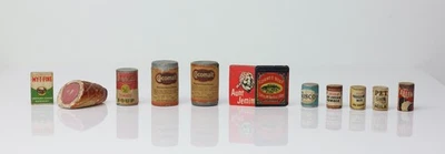 Vintage Dollhouse "Playtown" Cans and Package Food 1940's 1:12 Miniature - Image 1 of 4