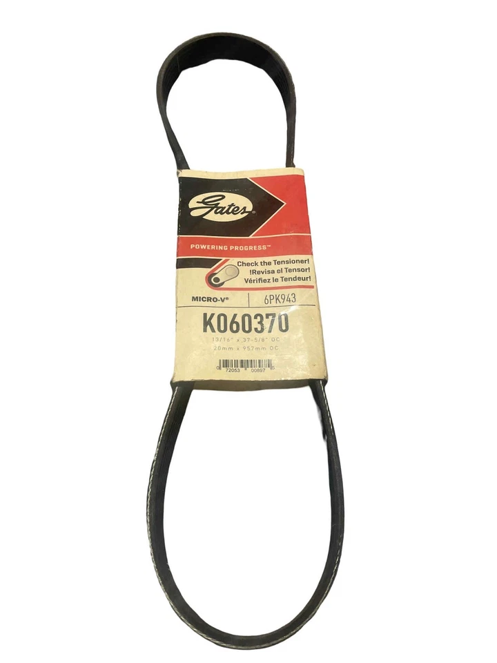 Cinturón serpentino Gates K060370 para Honda Accord Toyota Camry Mercury Topaz Tempo Foto 1 de 2