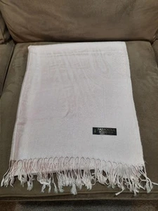 Pashmina neu Kaschmir und Seide hellrosa Fransen Detail Schal Länge 67,5 / 26,5 - Bild 1 von 4