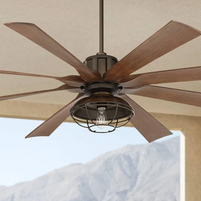 70" Defender Rustic Outdoor Ceiling Fan with LED Light Remote Control Bronze Koa - Image 1 of 4