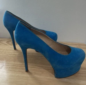 Gianmarco Lorenzi High Heel Plateau Pumps blau Wildleder Größe 7 /37 gebraucht - Bild 1 von 6