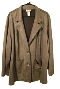 Chaqueta/ablazer para mujer Alfred Dunner verde musgo imitación gamuza suave talla 3X - Imagen 1 de 7