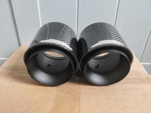 2 x Puntas de escape de fibra de carbono negras brillantes estilo MINI JCW (F54/F55/F56/F57/F60) - Imagen 1 de 6