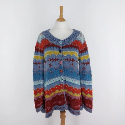 Forever Amano Size S/M Handmade Multicoloured Patterned 100% Cotton Cardigan - Image 1 of 4