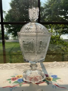 Imperial Glass Zodiac Signs Astrology Footed Candy Dish 9.5" Tall 4.37" Diameter - Picture 1 of 10