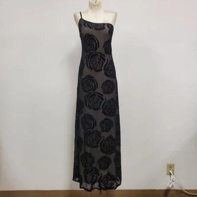 Unbranded Womens Fairy Grunge Whimsigoth Velvet Burnout Maxi Dress Size L Black - Image 1 of 4