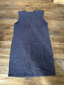 Eileen Fisher Fluid Tencel Knit Shift Dress Navy Blue Indigo Blue Small Petite - Picture 1 of 4