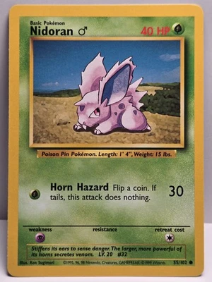 (3) Nidoran M 055/102 Base Set Regular - NM - US Seller - Image 1 of 2