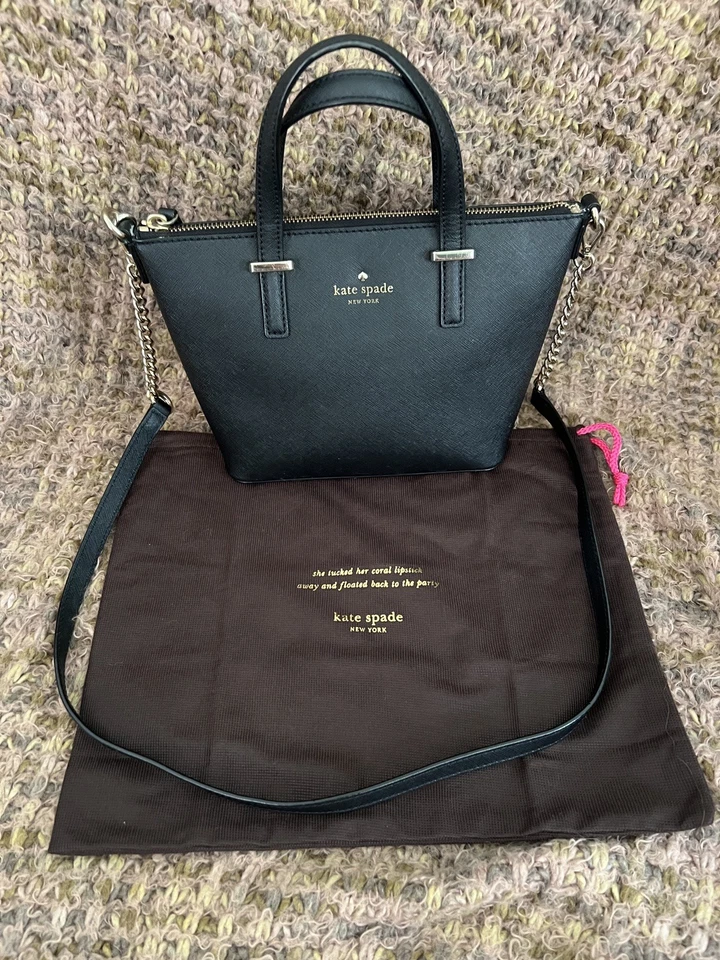 Bolso Bandolera Kate Spade Negro Nueva York Harmony Cadena y Correa de Cuero, con Bolsa para el Polvo Foto 1 de 4