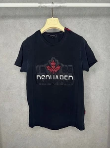 DSQUARED schwarzes T-Shirt Herren Regular Fit Stretch 3D kanadische Flagge Y2K Größe M - Bild 1 von 10