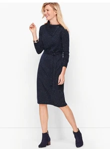 Talbots Petites Pulloverkleid mit geteiltem Ausschnitt Größe Petite Large Tweed marineblau neu mit Etikett - Bild 1 von 6