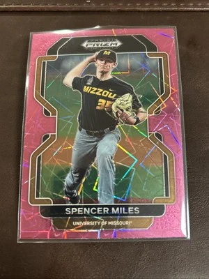 Spencer Miles Giants RC 2022 Panini Prizm Draft Picks Neon Pink Velocity SP - Image 1 of 2