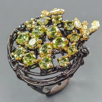 Vintage ring Natural Peridot Ring 925 Sterling Silver Size 7.5 /R442411 - Image 1 of 4