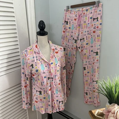 NICK NORA Womens Pajama Set XS Pink Sewing Craft Theme Loungewear Sleep Casual - Image 1 of 4