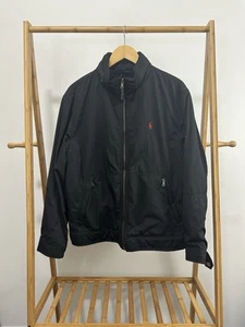 VTG Polo Ralph Lauren Pony Fleece Lined Harrington Bomber Hooded Jacket L - Picture 1 of 6