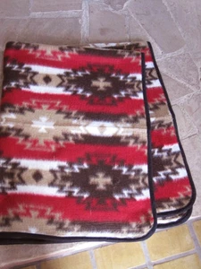 Manta de viaje Southwestern Heavy Acrílico Rojo Marrón Lanzar 4' x 5' bordes encuadernados - Imagen 1 de 4