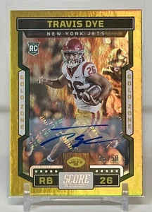 2023 Score Football Gold Zone Travis Dye Auto RC Rookie/50 Jets Envío Gratis - Imagen 1 de 1