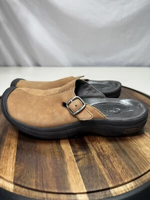 Zueco Keen para mujer talla 6,5 Winslow cuero tostado caminar zapatos sin cordones mulas goma Foto 1 de 4