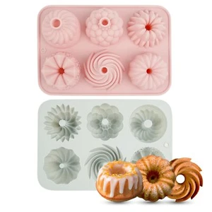 2PCS Mini Bundt Cake Pans 6-Cavity Silicone Bundt Cake Molds Mini Cake PansNo... - Picture 1 of 7