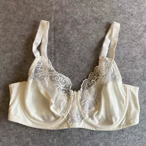 Wacoal Vintage Bra 38D 85117 Ivory Underwire Sheer Lace Embroidered Unlined FLAW - Picture 1 of 13