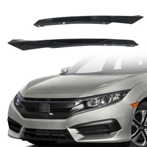Fits For 2016 2017 2018 Honda Civic Front Black Headlights Eyelid Molding Pair - Picture 1 of 9