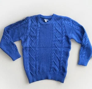 Eddie Bauer Sweater Mens XL Blue Cable Knit Fisherman Sweater - Picture 1 of 8