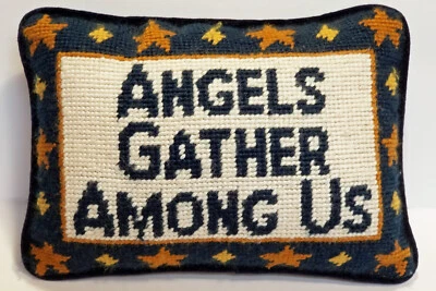 ANGELS REÚNEN ENTRE NOSOTROS ~ PRECIOSA ALMOHADA DE PUNTA DE AGUJA CON RESPALDO DE TERCIOPELO Foto 1 de 4