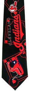 Cleveland Indians Logo Men's Neck Tie MLB Baseball Team Fan Black Necktie - Picture 1 of 2
