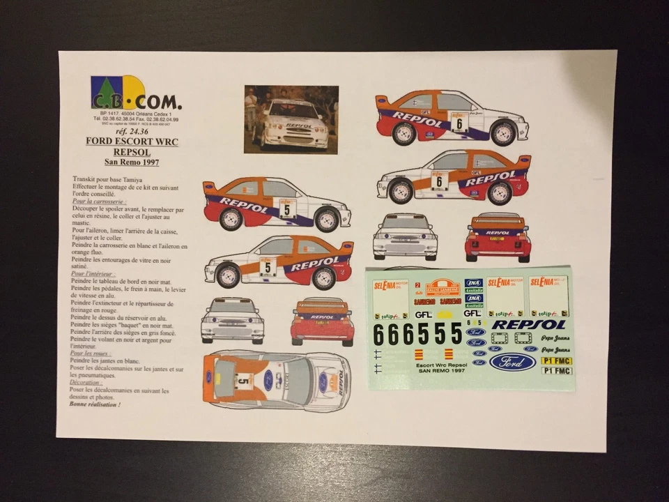 DECALS 1/24 FORD ESCORT SAINZ RALLYE SAN REMO ITALIA 1997 WRC RALLY ITALIE - Photo 1/1
