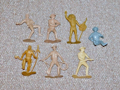 Vintage 1960s Lot of 7 Marx Plastimarx 6" Cowboys & Indians Plastic Figures - Image 1 of 4