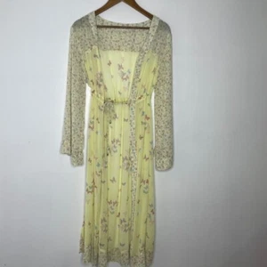 Butterfly Chiffon Maxi Beach Cover Up Dress Yellow Boho Romantic Garden Party - Picture 1 of 4