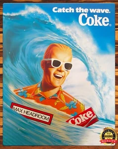 Max Headroom - Catch The Wave Coke - 1985 - Rare - Metal Sign 11 x 14 - Picture 1 of 4