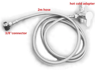 Hot&Cold Water 3-Ways Mixer 7/8" T-adapter w/Hose For Toilet Bidet Sprayer Kit - Image 1 of 4
