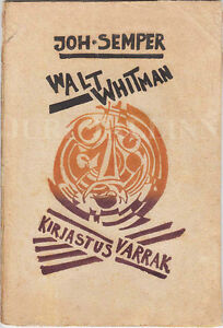 JOHANNES SEMPER "Walt Whitman" Book AVANT-GARDE Cover by Ado VABBE ESTONIA 1920