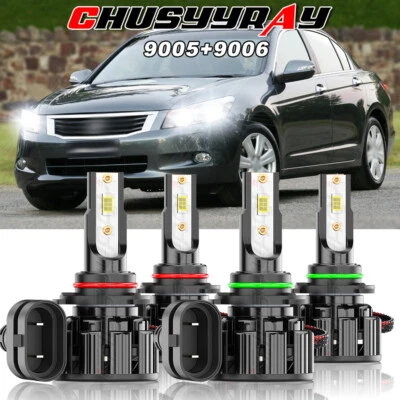 4x faros LED luces altas bajas 9005+9006 Fit Honda Accord sedán 2008-2012 Foto 1 de 4