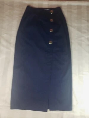 Maxi Falda De Colección Rhonda Stark Suroeste Azul Denim Jean Botón Lateral Para Mujer M Foto 1 de 4