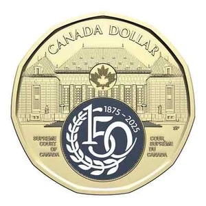 2025 CANADA 1 ONE DOLLAR 150th ANNIV SUPREME COURT OF CANADA COLOURED COIN - Bild 1 von 2