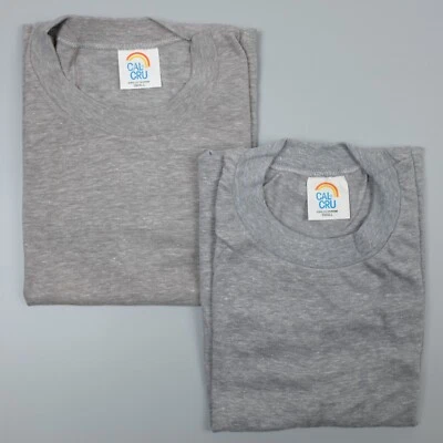 复古 Cal Cru 批量 2 件成人 S Heather 灰色短袖 T 恤 — 第 1/4 张图片