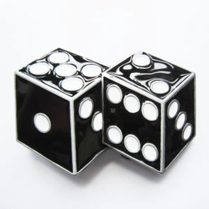 Black Dices Casino Craps Gamble Gambling Enamel Metal Belt Buckle - Picture 1 of 1