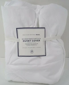 Pottery Barn Teen Microfiber Luxe Pintuck Duvet Cover Full Queen White #9662 - Picture 1 of 5