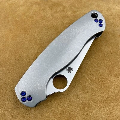 Spyderco Paramilitary 2 C81GP2 Personalizado Lavado a Piedra Titanio Cuchillos Pieles y Tornillos Ti Foto 1 de 4